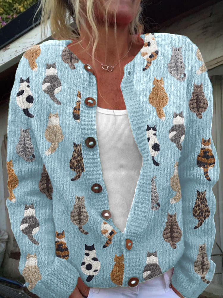 Colette | Artistic Cat Print Cardigan