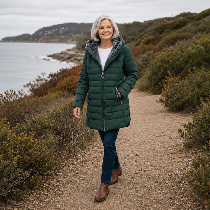 Clara | Quilted A-Line Winter Coat with Faux Fur Lining
