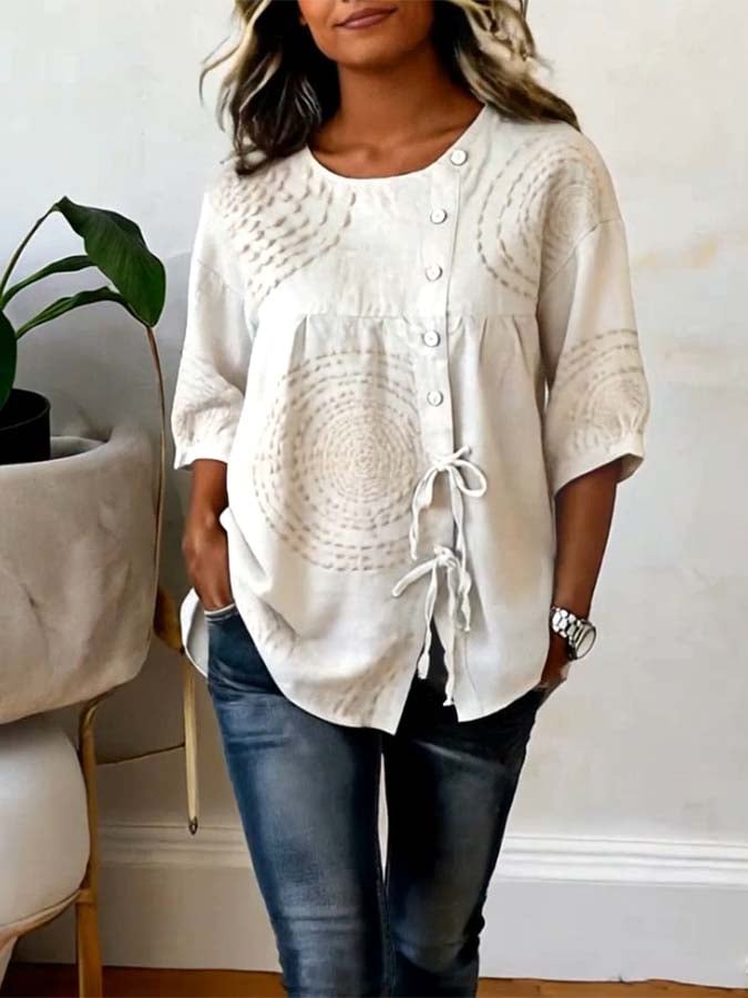 Eleanor | Elegant Embroidered Detail Relaxed Blouse