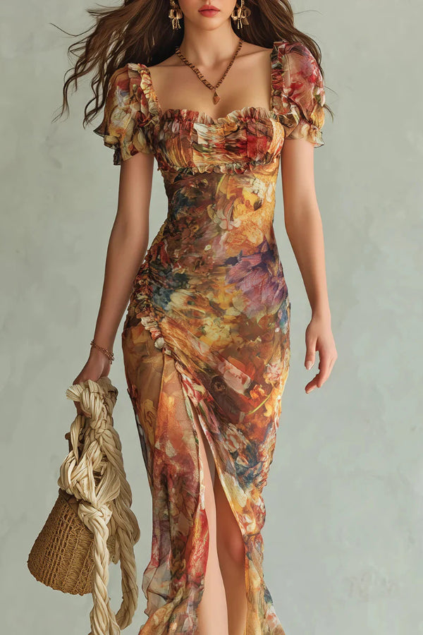 Elles | Floral Elegant Slit Maxi Dress