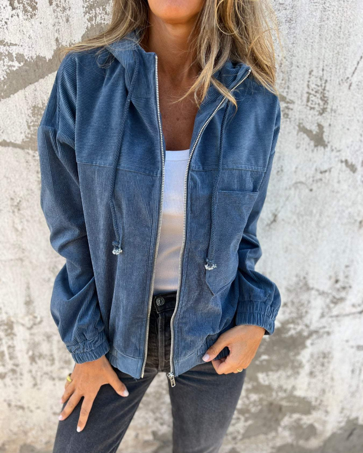 Ella™ | Cord Hoodie Jacket With Zipper