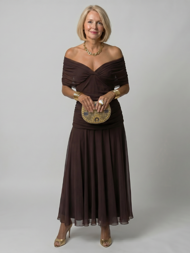 Seraphine | Elegant Off-Shoulder Midi Dress
