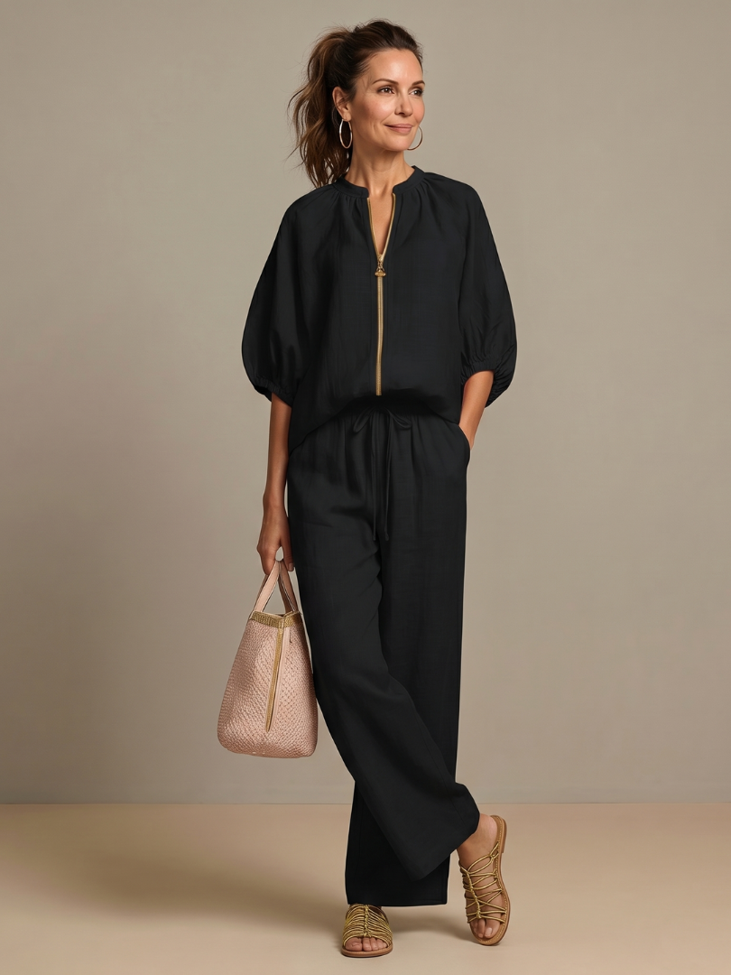 Natalia | Elegant Wide-Leg Two-Piece Set
