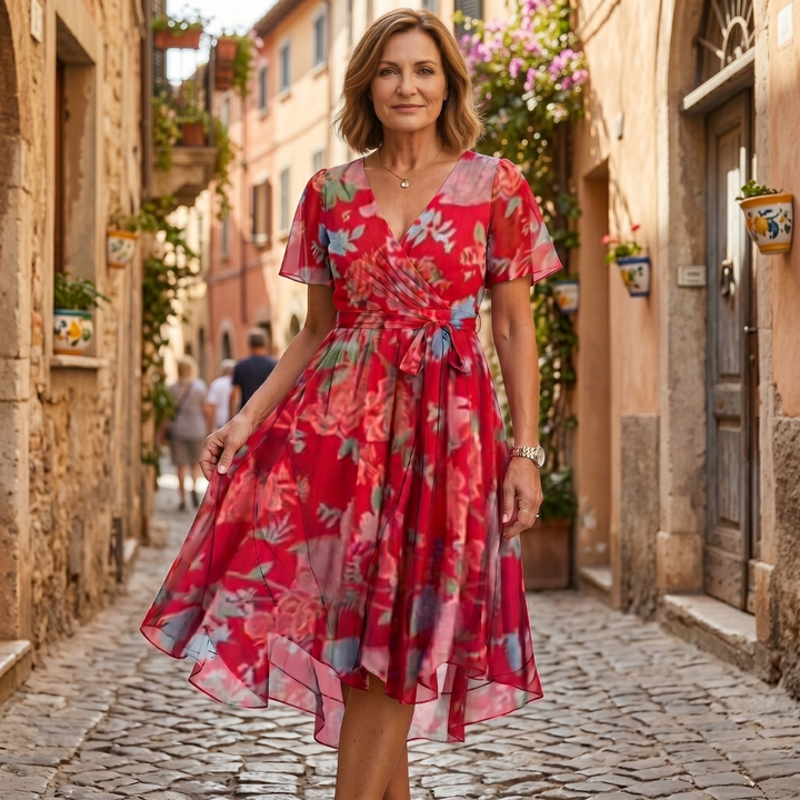 Jara | Elegant Colourful V-Neck Dress