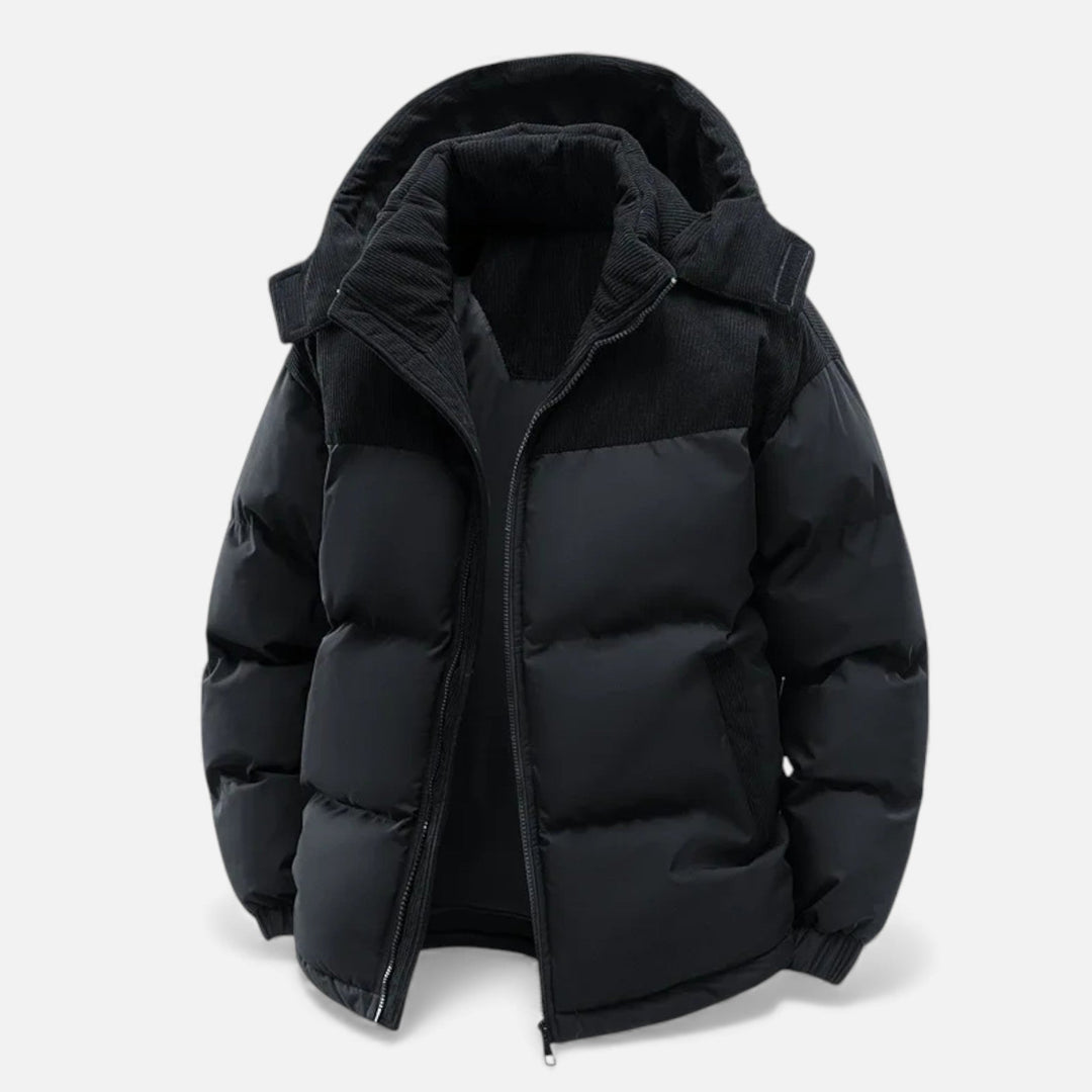 Nathom | Men’s Fleece-Lined Winter Jacket with Removable Hood