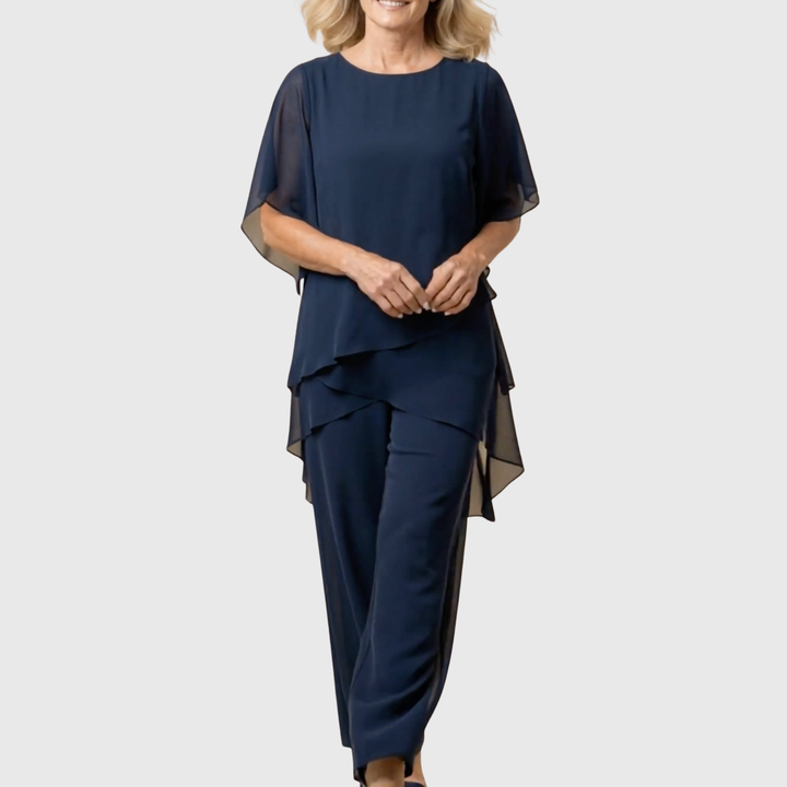 Linda | Elegant Two-Piece Suit with Flowy Trousers