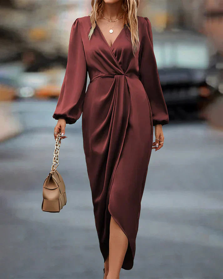 Seraphina | Elegant Satin Midi Dress