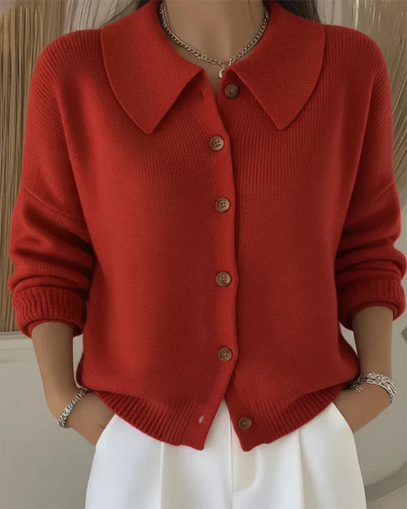 Cecilia | Elegant Button Collar Cardigan