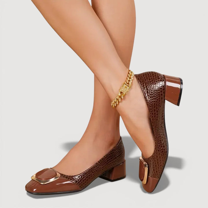 LIVANI – CROCO BLOCK HEELS