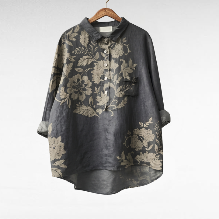 Chiara | Elegant Floral Linen Blouse