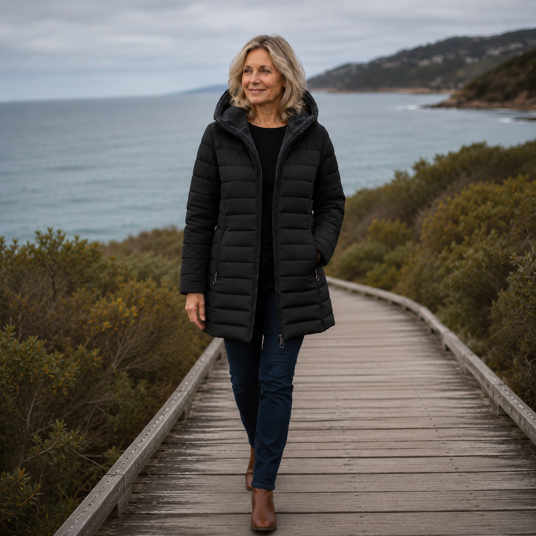 Clara | Quilted A-Line Winter Coat with Faux Fur Lining