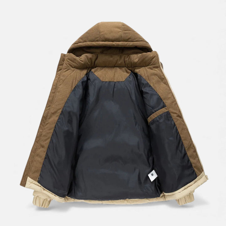 Nathom | Men’s Fleece-Lined Winter Jacket with Removable Hood