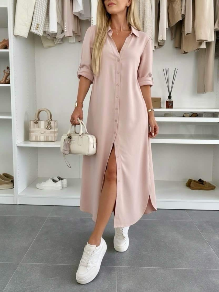 Elara | Button-Up Maxi Shirt Dress