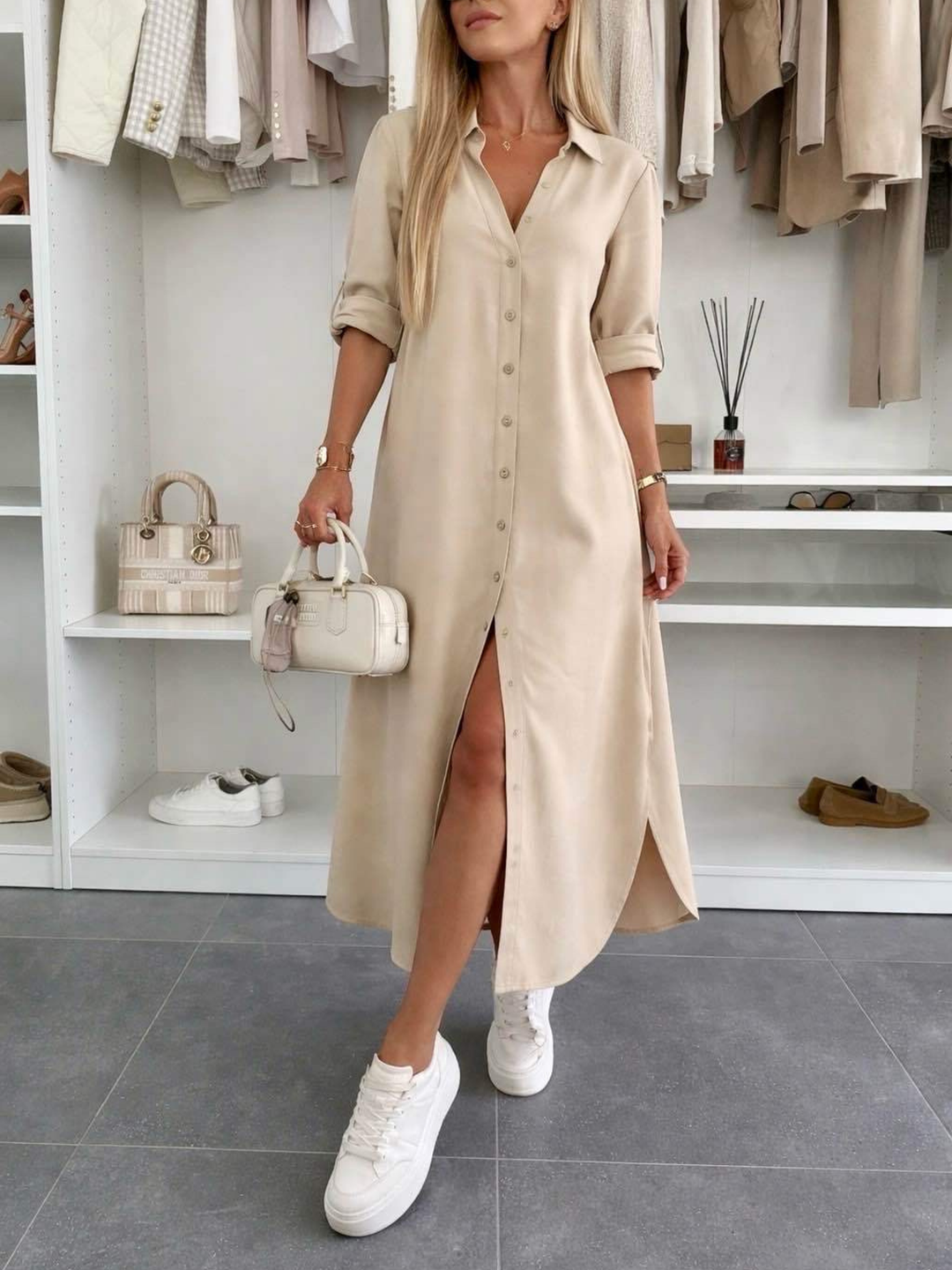 Elara | Button-Up Maxi Shirt Dress