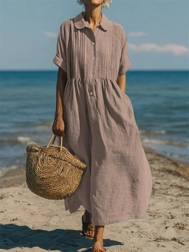 Vivienne | Relaxed Button Front Midi Dress