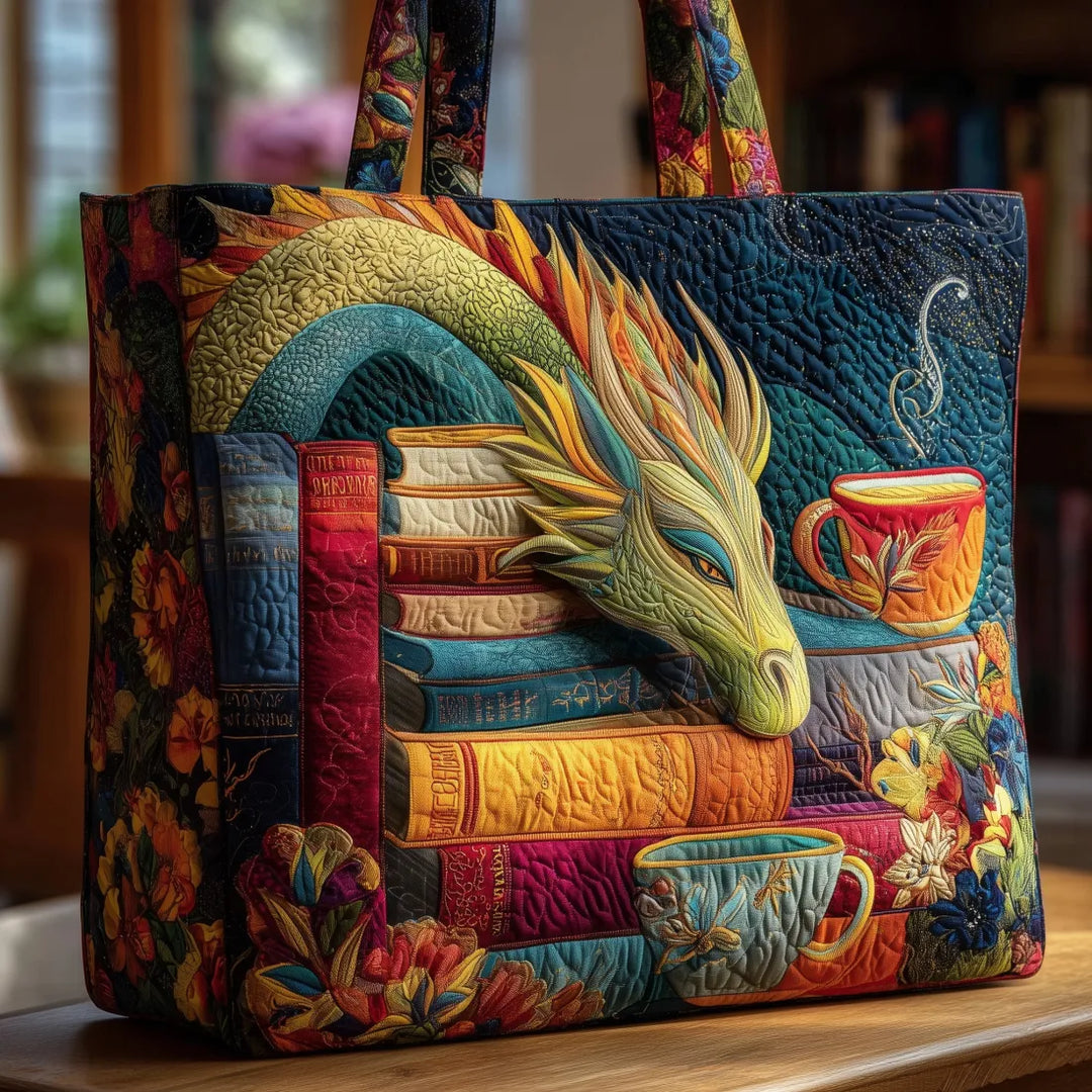 Evelyn | Quilted Dragon Print Tote Bag