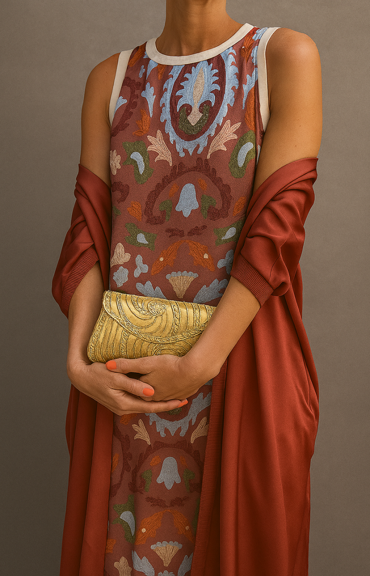 Lorena | Printed Maxi Dress & Matching Overlay Set