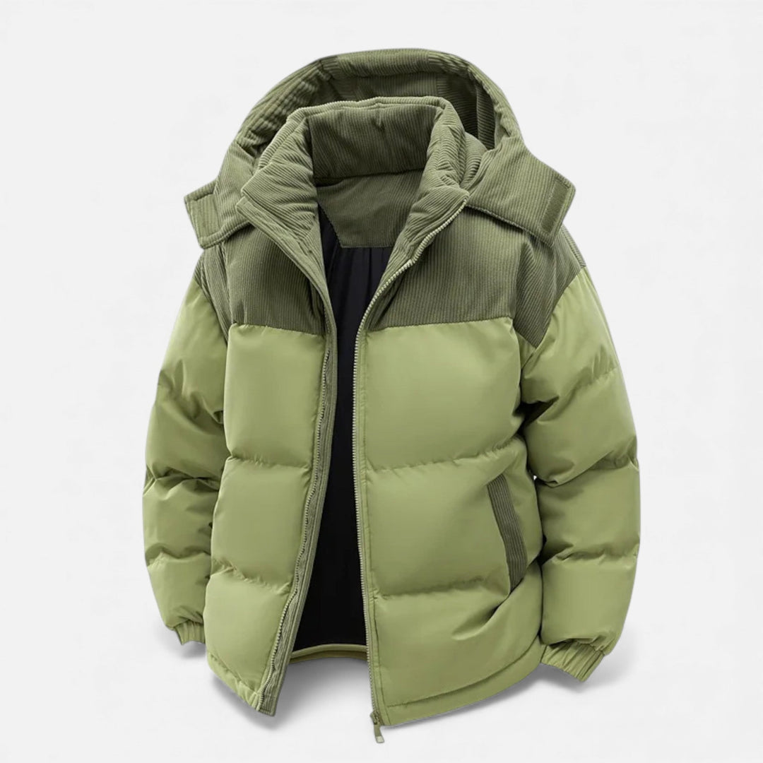 Nathom | Men’s Fleece-Lined Winter Jacket with Removable Hood