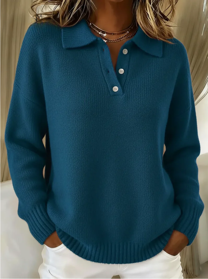 Amara  | Soft Knit Polo Sweater