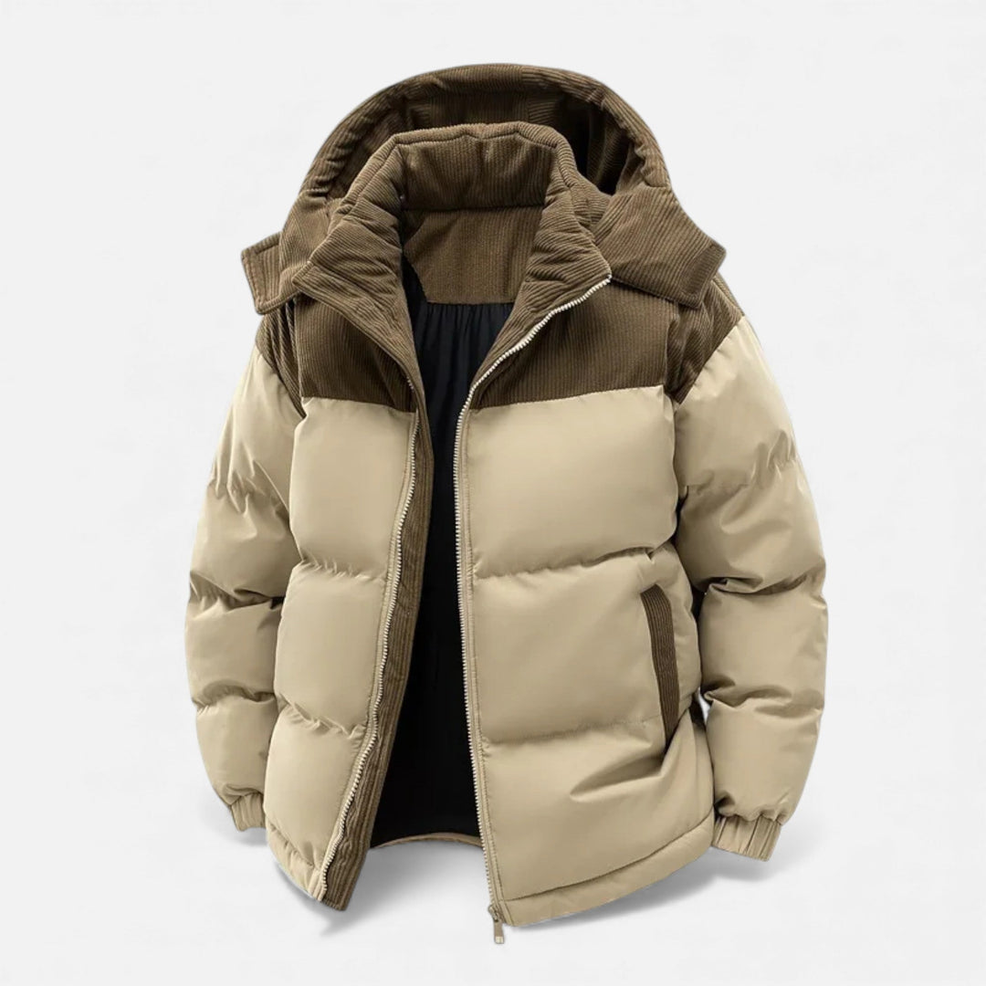 Nathom | Men’s Fleece-Lined Winter Jacket with Removable Hood