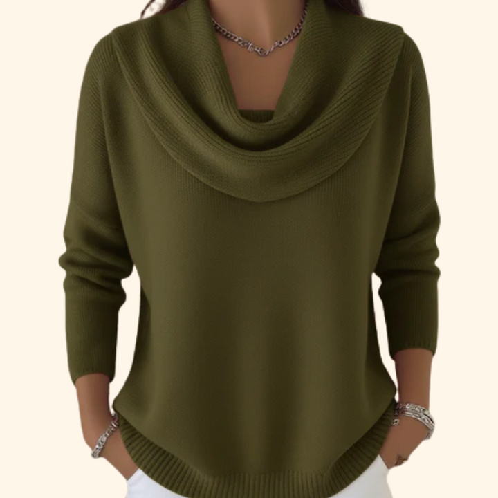 Marianne | Elegant Draped Collar Knit Jumper