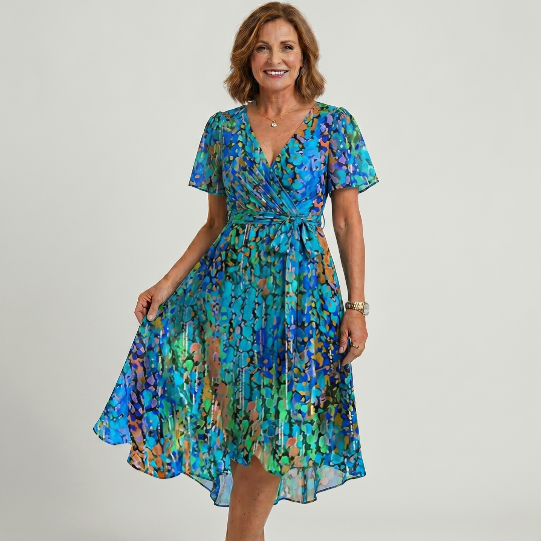 Jara | Elegant Colourful V-Neck Dress