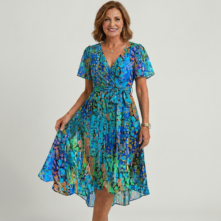 Jara | Elegant Colourful V-Neck Dress