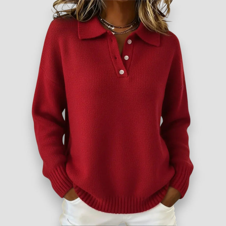 Amara  | Soft Knit Polo Sweater