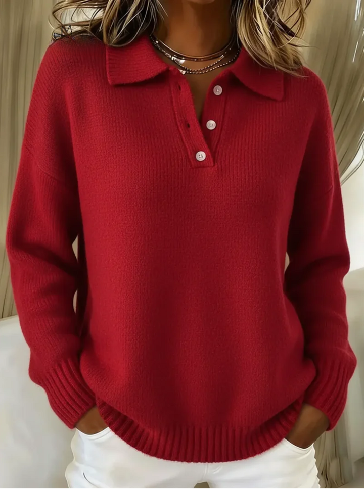 Amara  | Soft Knit Polo Sweater