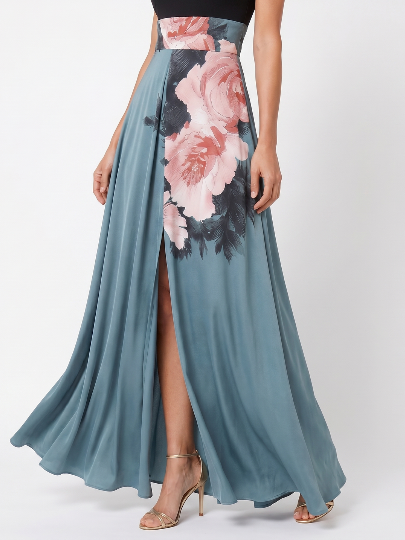 Olympas | Elegant Floral Halter Maxi Dress