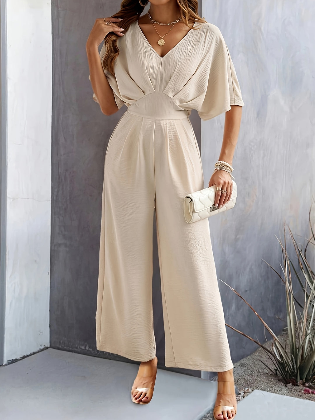 Amelie | Elegant Wide-Leg V-Neck Jumpsuit