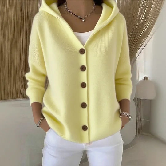 Daphne | Cotton Hooded Knit Cardigan