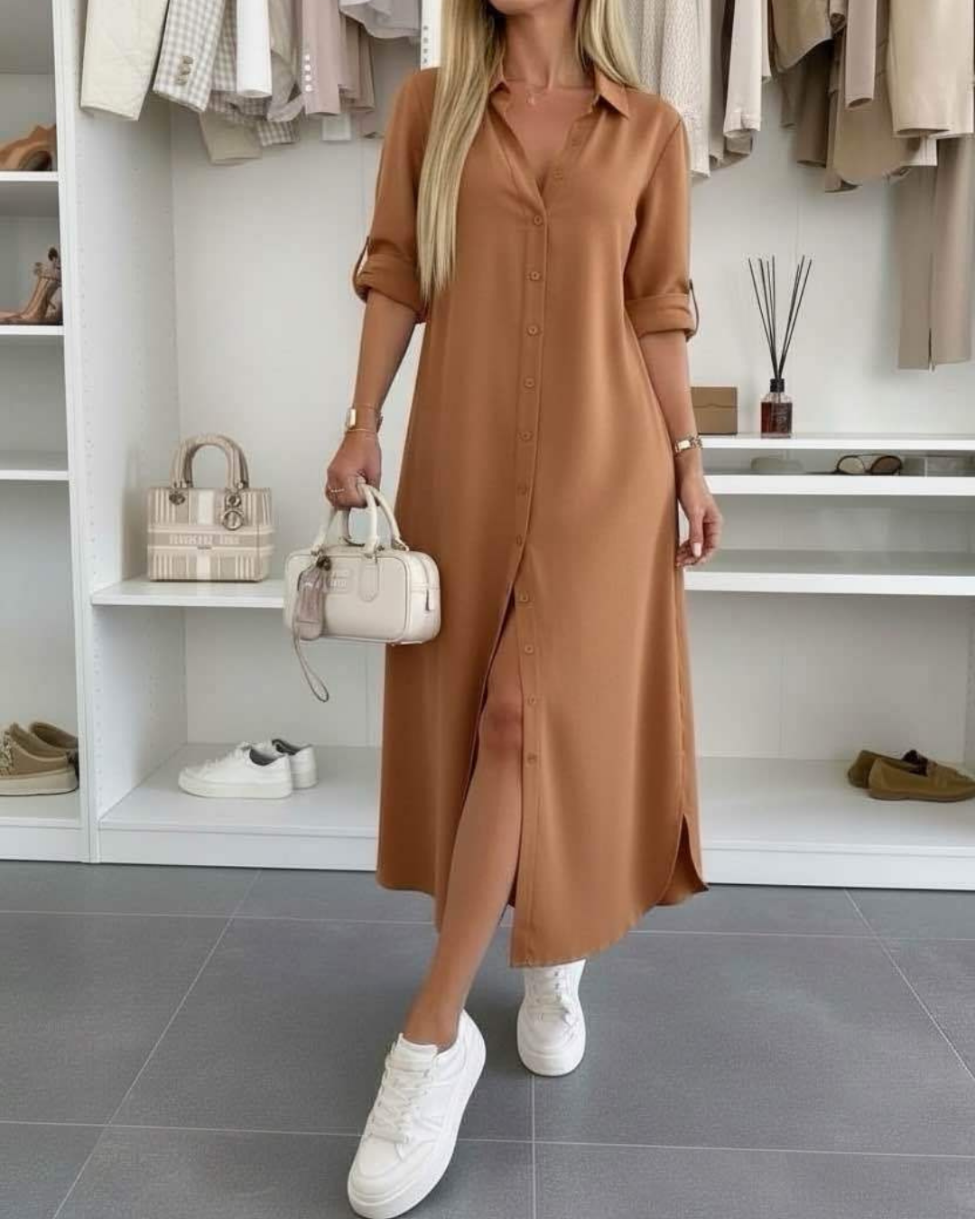 Elara | Button-Up Maxi Shirt Dress