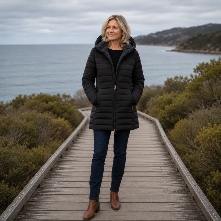 Clara | Quilted A-Line Winter Coat with Faux Fur Lining