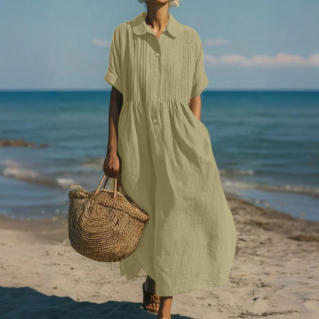 Vivienne | Relaxed Button Front Midi Dress