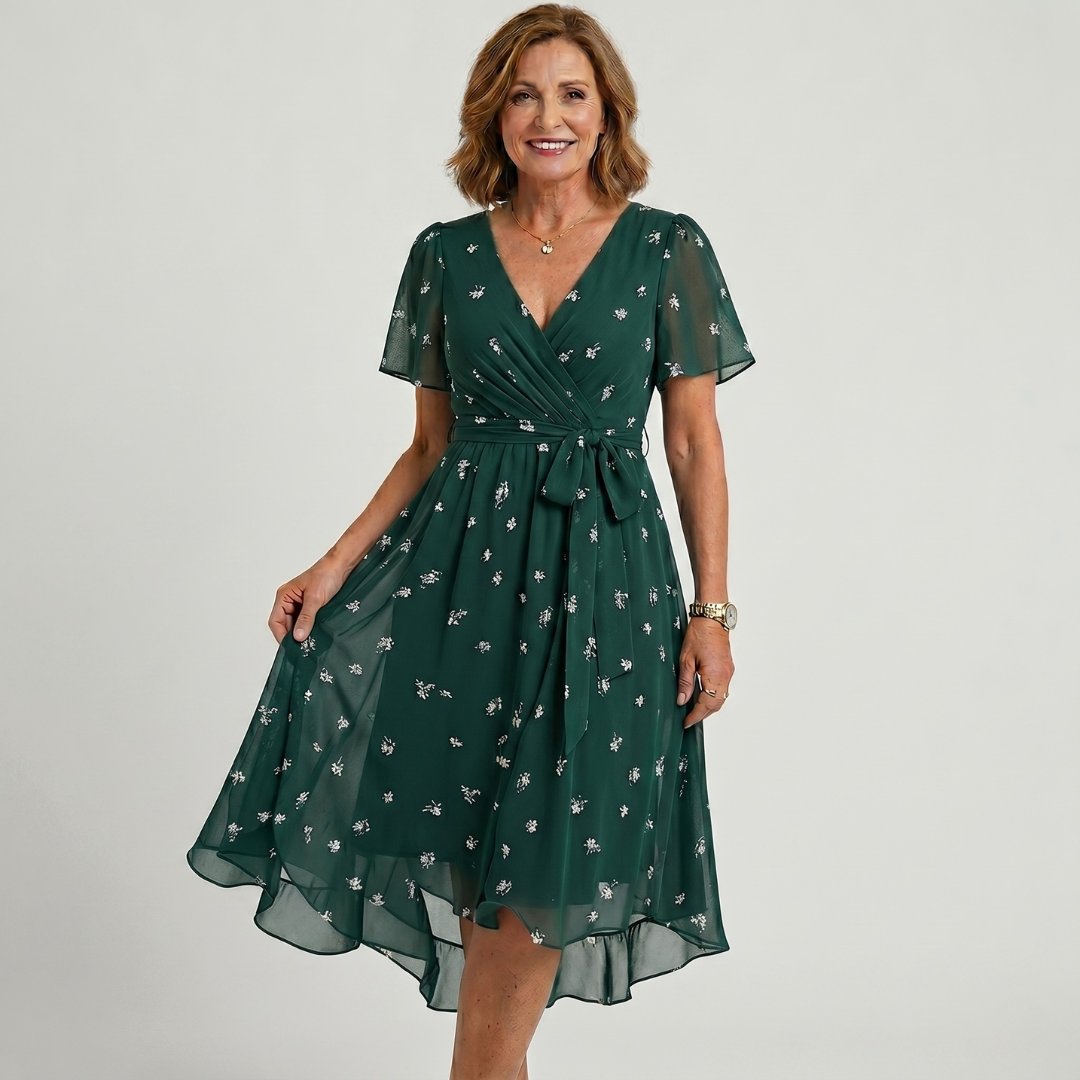Jara | Elegant Colourful V-Neck Dress
