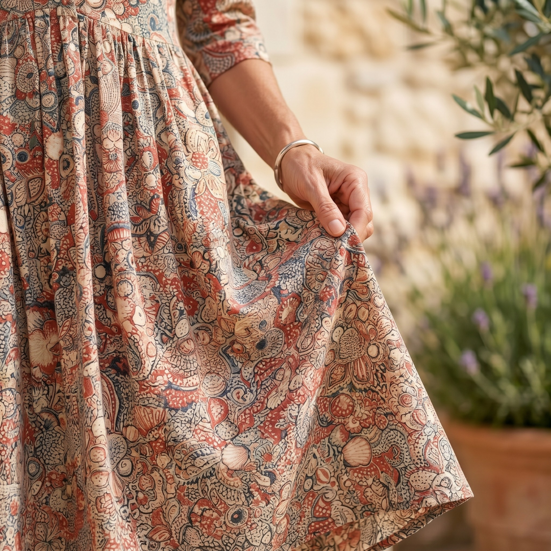 Silvia | Elegant Printed V-Neck Midi Dress