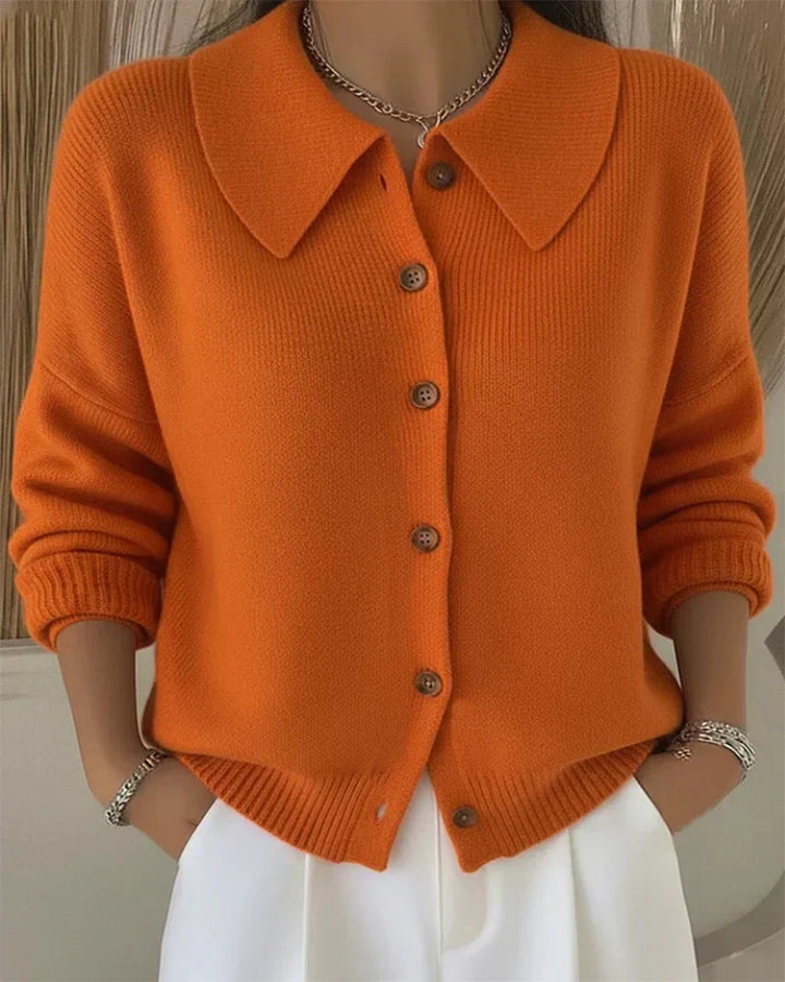 Cecilia | Elegant Button Collar Cardigan