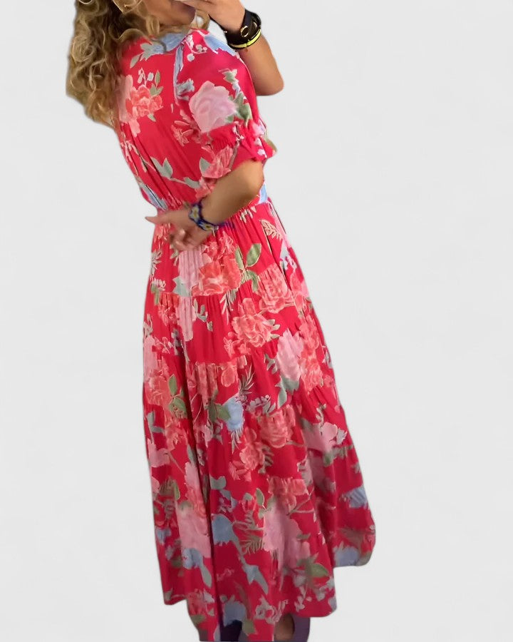 Amelina | Flowy Floral V-Neck Summer Dress