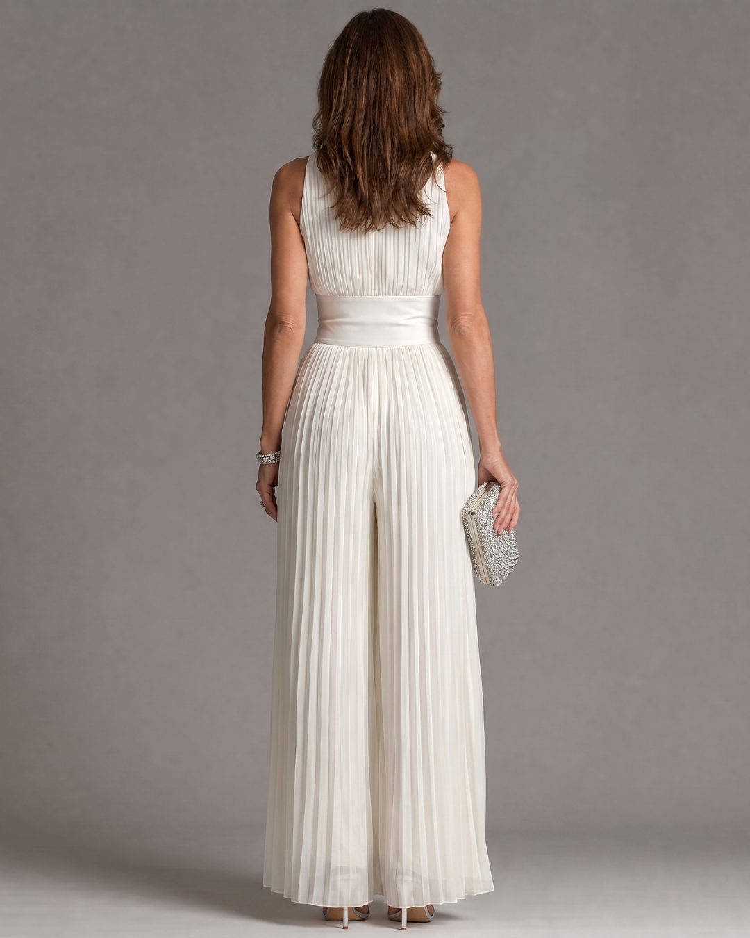 Zakira | Elegant Pleated Halter Neck Jumpsuit