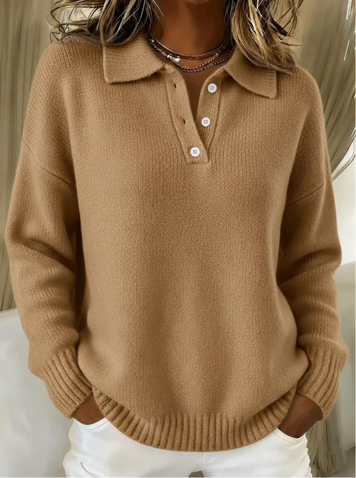 Amara  | Soft Knit Polo Sweater
