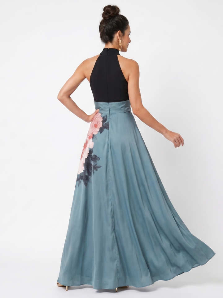 Olympas | Elegant Floral Halter Maxi Dress