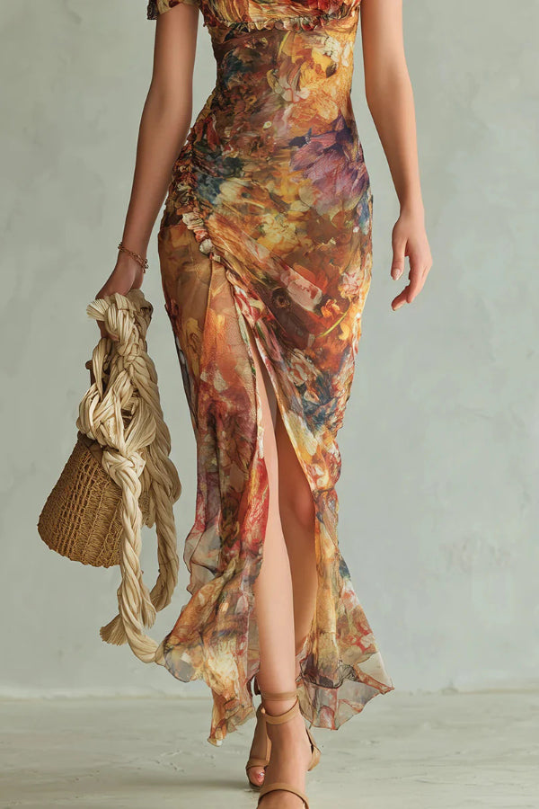 Elles | Floral Elegant Slit Maxi Dress