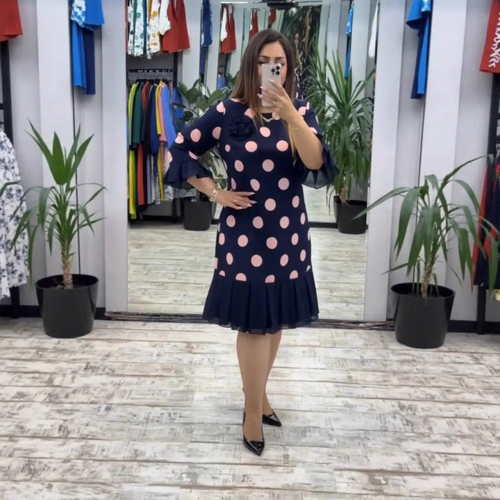 VICTORI | PLEATED POLKA DOT DRESS