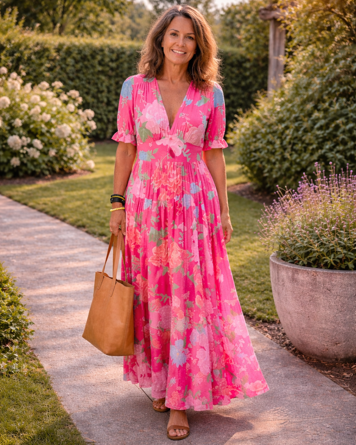 Ione | Flattering V-Neck Midi Dress