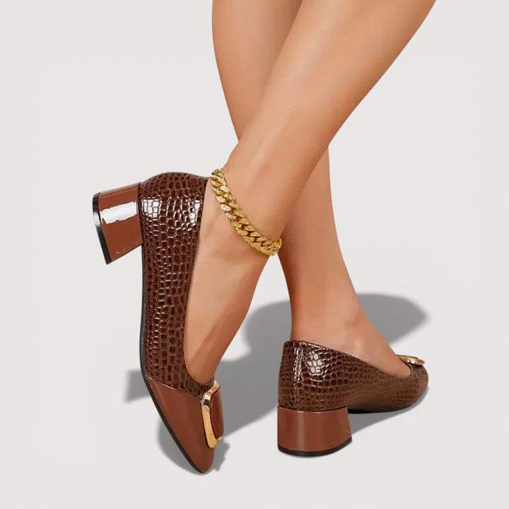 LIVANI – CROCO BLOCK HEELS