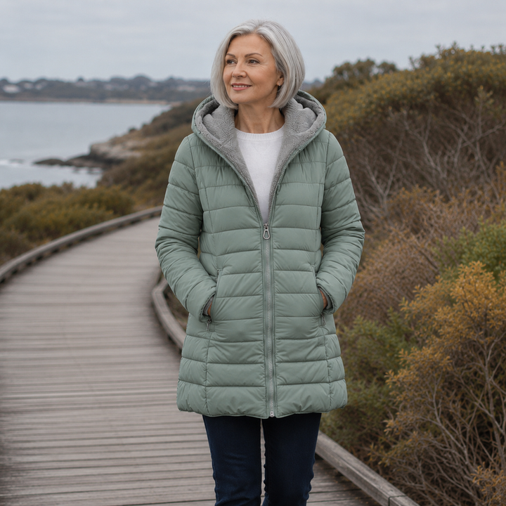Clara | Quilted A-Line Winter Coat with Faux Fur Lining