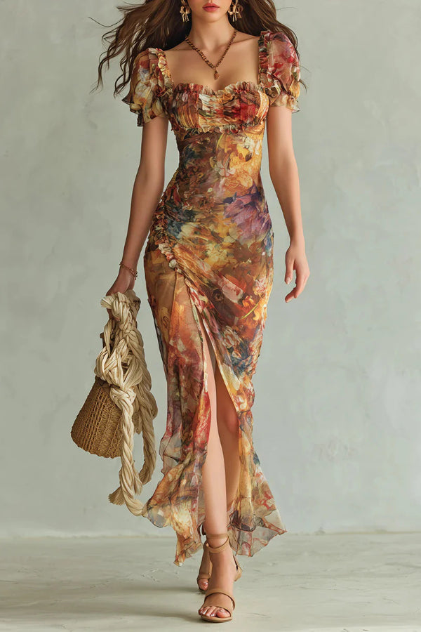 Elles | Floral Elegant Slit Maxi Dress