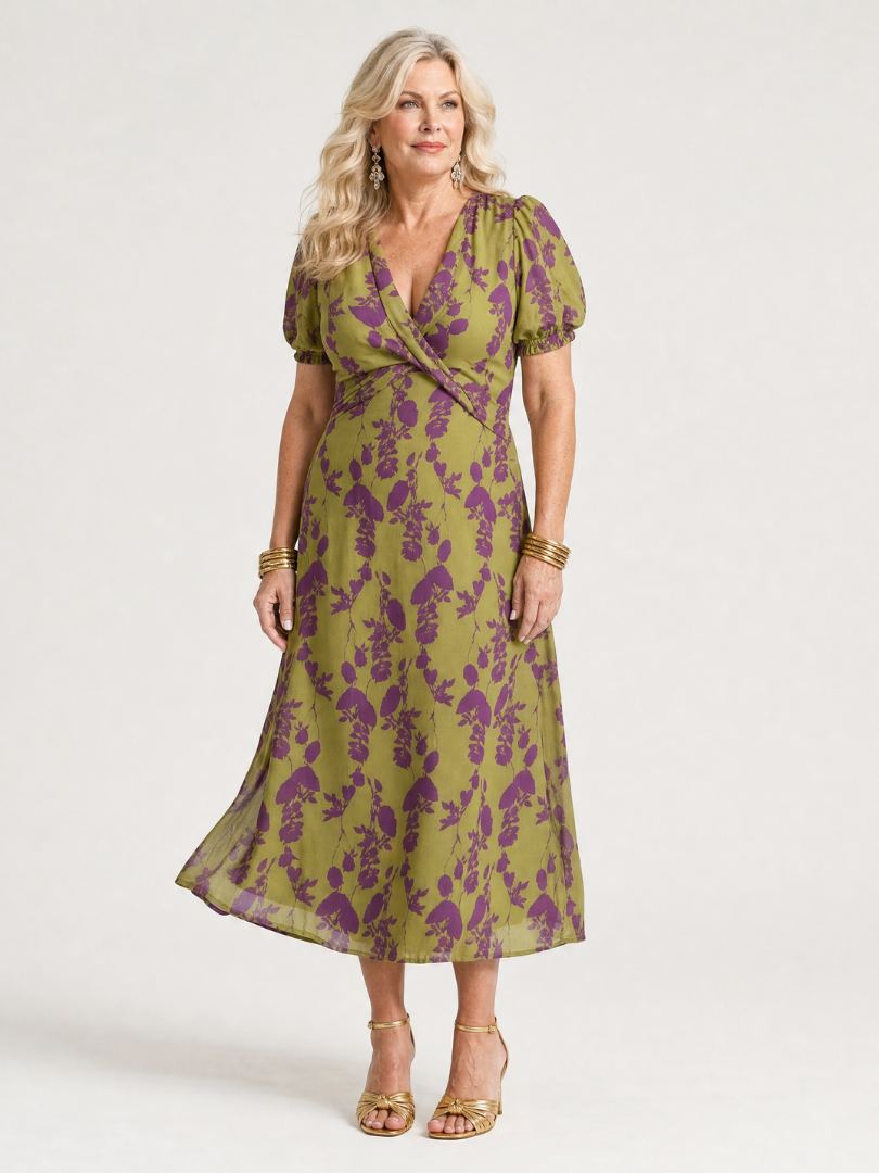 Virel | Elegant Floral Wrap Midi Dress