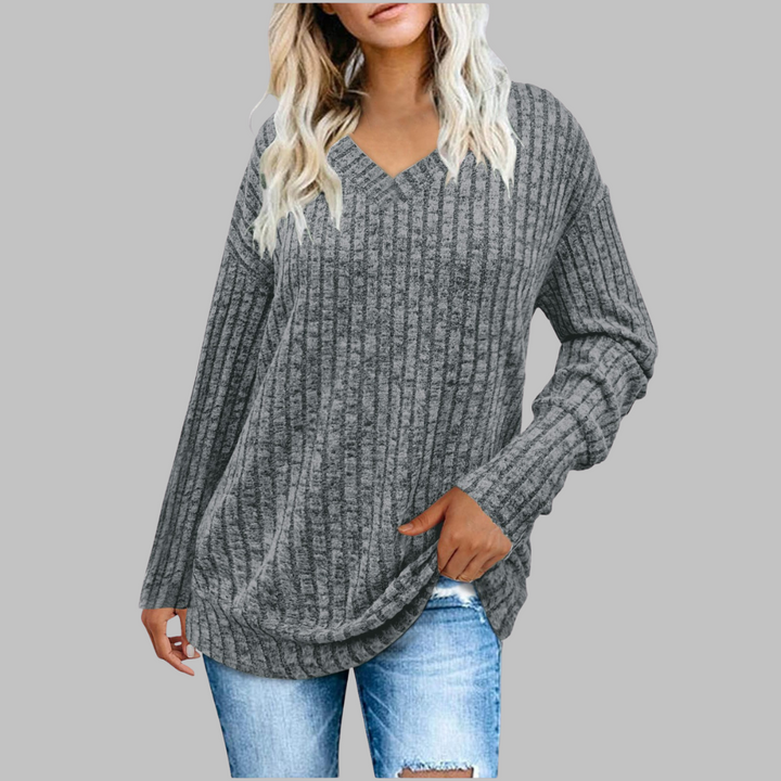 Sylvie | Relaxed V-Neck Long Sleeve Top
